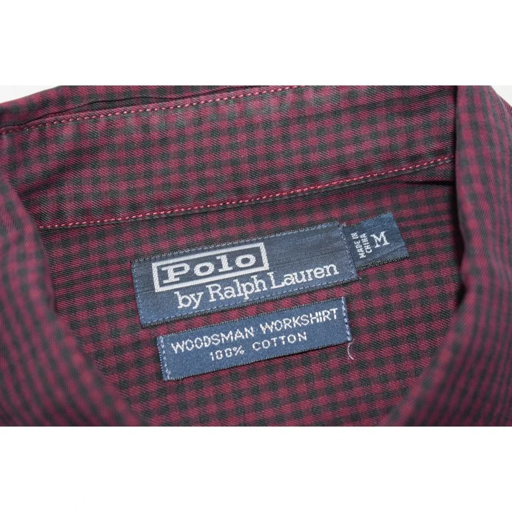 VTG Polo Ralph Lauren Woodsman Workshirt Plaid Long Sleeve‎ Mens Size Medium